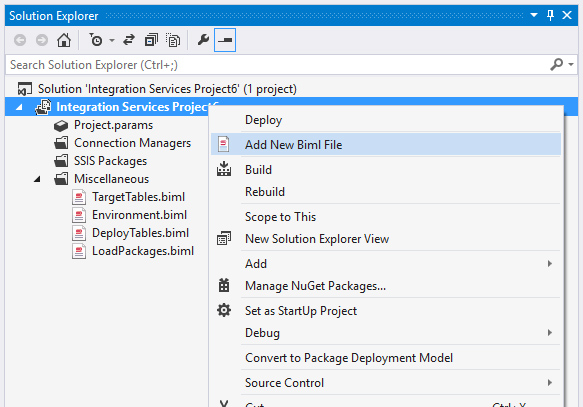 Adding a Biml File Adding a Biml File