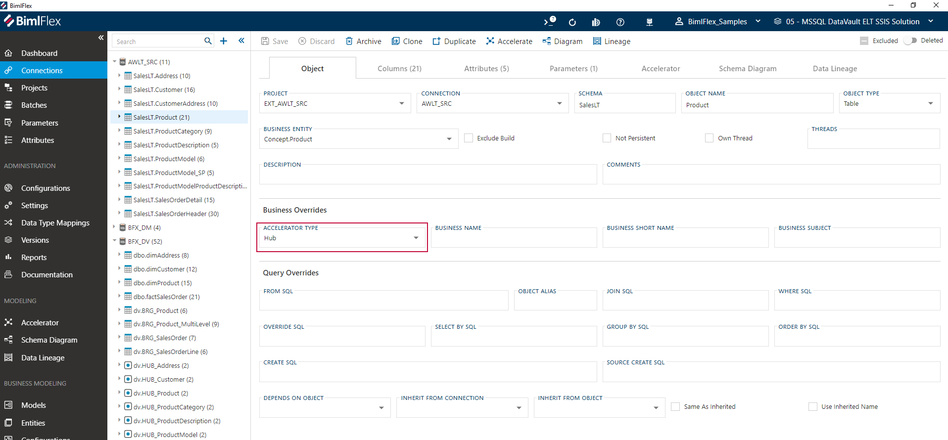 BimlFlex Objects Tab BimlFlex Objects Tab