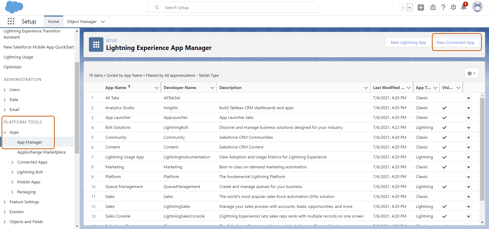 Salesforce New Connected App Creation Salesforce New Connected App Creation