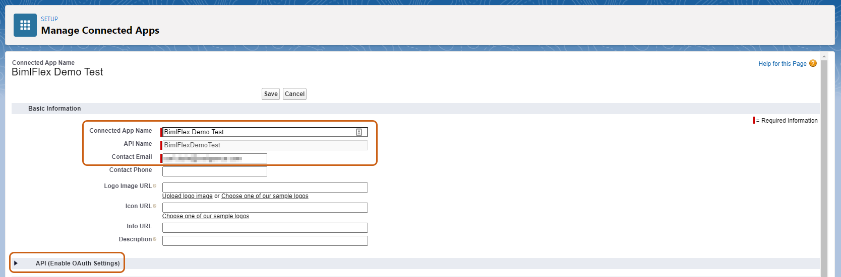 Required Fields 1 Salesforce New Connected App Required Fields 1