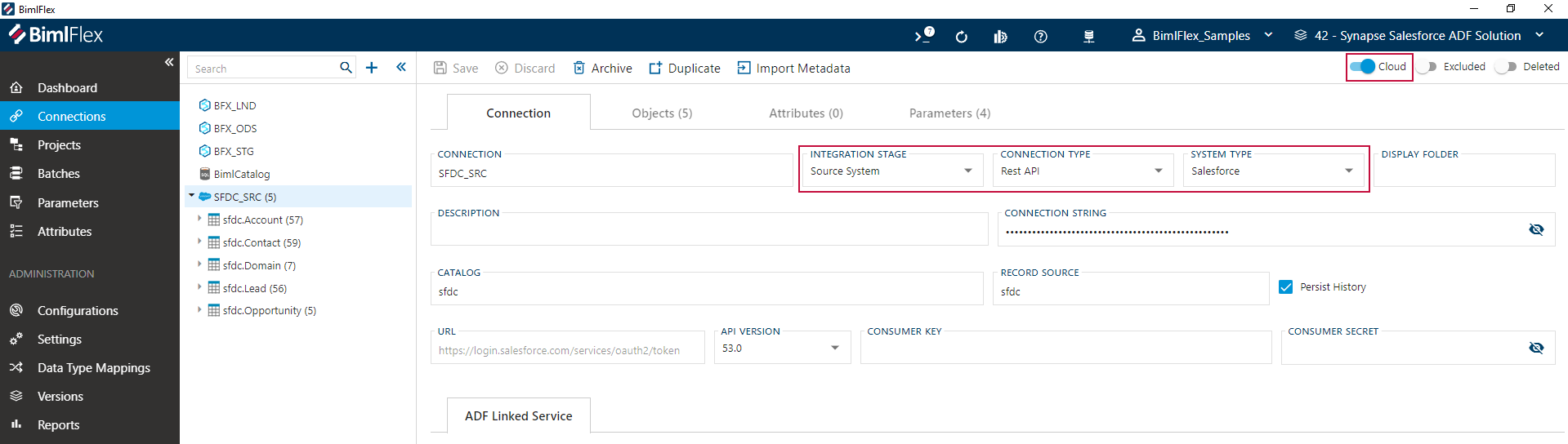 Salesforce Source Connection via Sample Metadata Salesforce Source Connection REST API