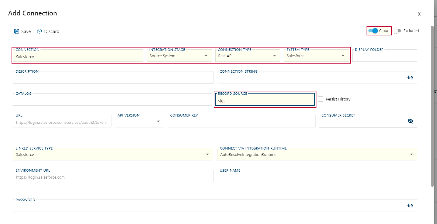 Salesforce Source Connection from New Salesforce Source Connection from New