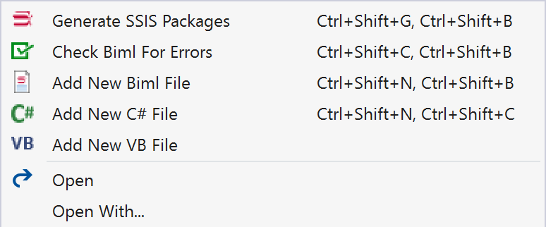 BimlExpress Context Menu on Biml Files BimlExpress Context Menu on Biml Files