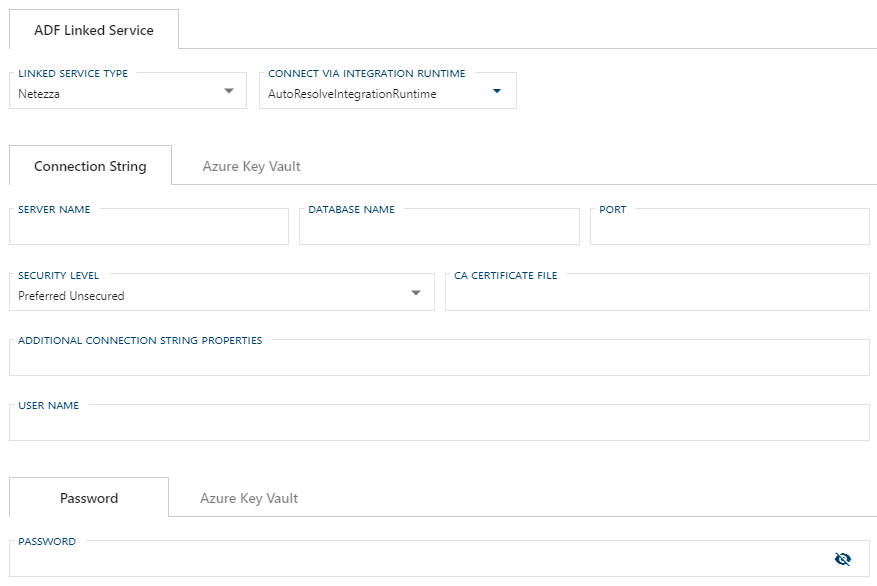 Netezza Linked Service Form Netezza Linked Service Form