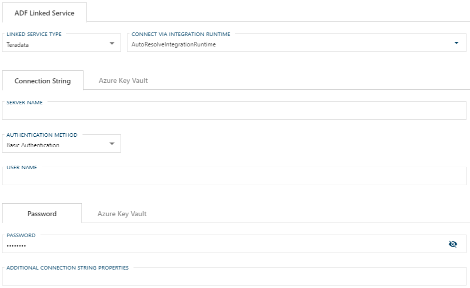 Teradata Linked Service Form Teradata Linked Service Form