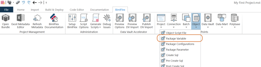 Create Package Parameter Create Package Parameter