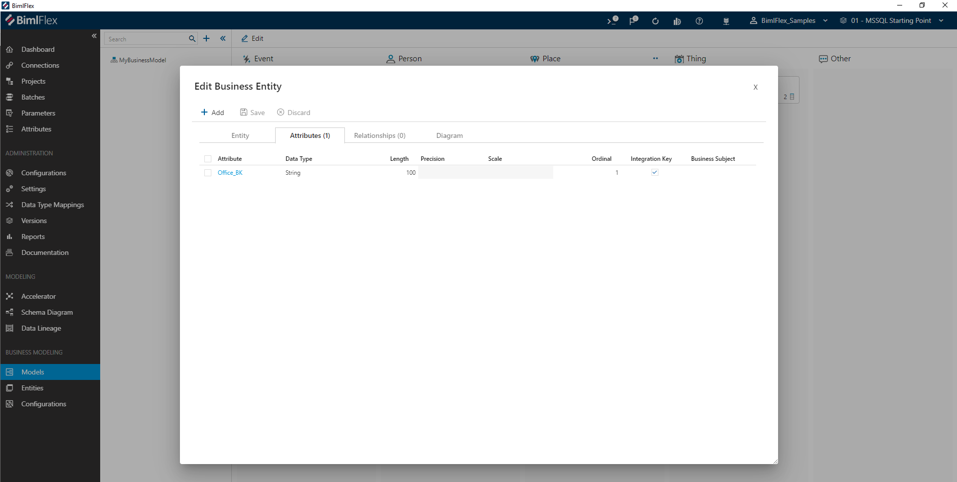 Viewing the Business Attributes for a Business Entity Viewing the Business Attributes for a Business Entity