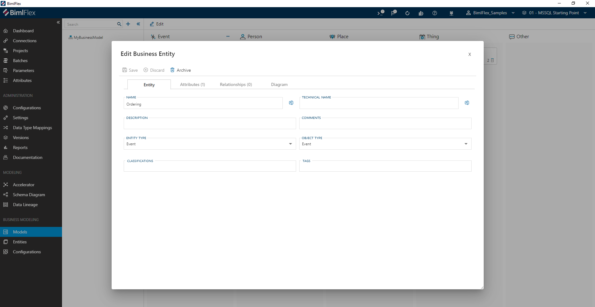 Editing a Business Entity Editing a Business Entity