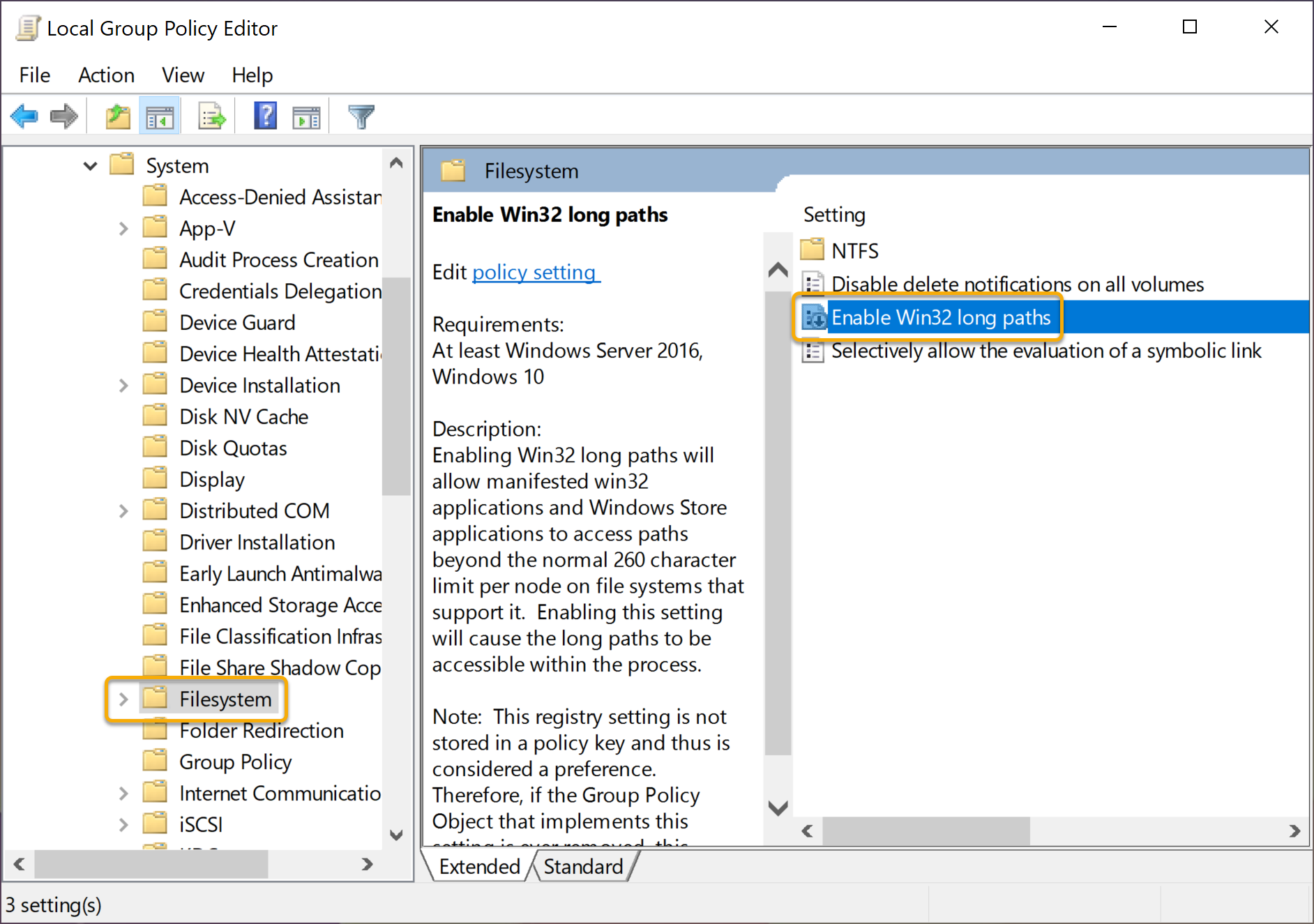 Enable Long File Paths in Group Policy Editor Step 2 Enable Long File Paths in Group Policy Editor Step 2