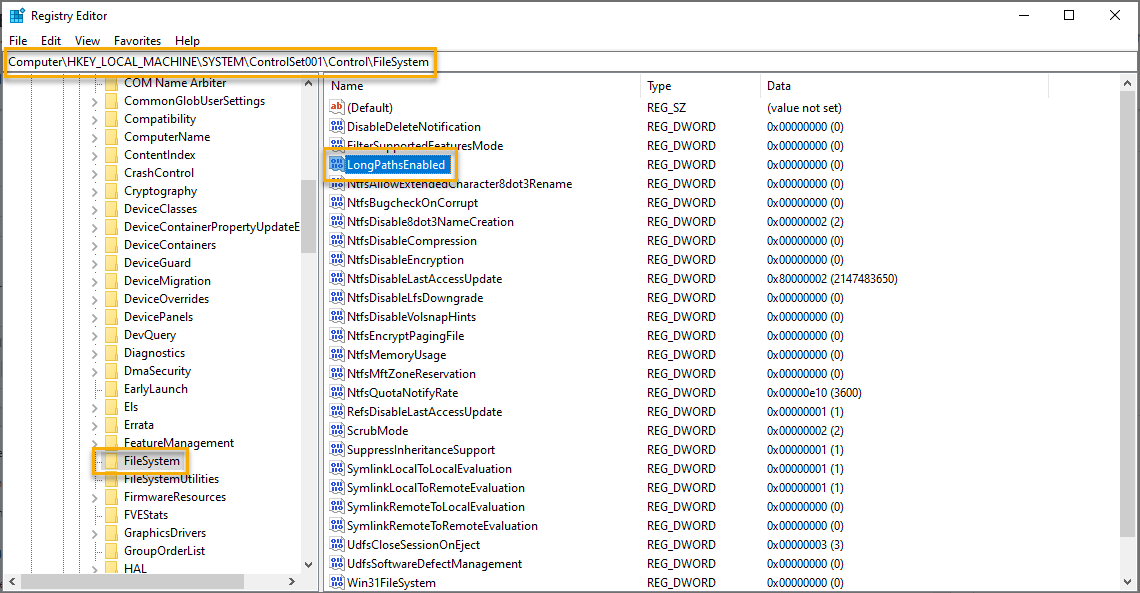 Enable Long File Paths in Registry Editor Step 1 Enable Long File Paths in Registry Editor Step 1