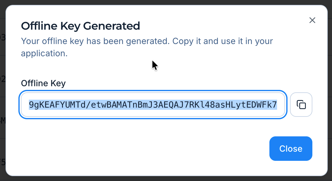 Offline Key Generated Offline Key Generated